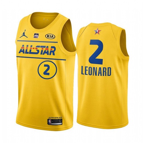 Men's 2021 All-Star #2 Kawhi Leonard Yellow NBA Western Conference Stitched Jersey